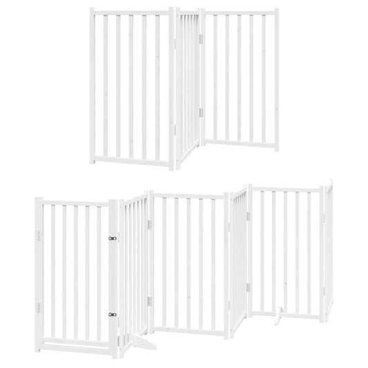 Vidaxl Puerta De Perros Plegable 15 Paneles Madera Álamo Blanca 750 Cm_0