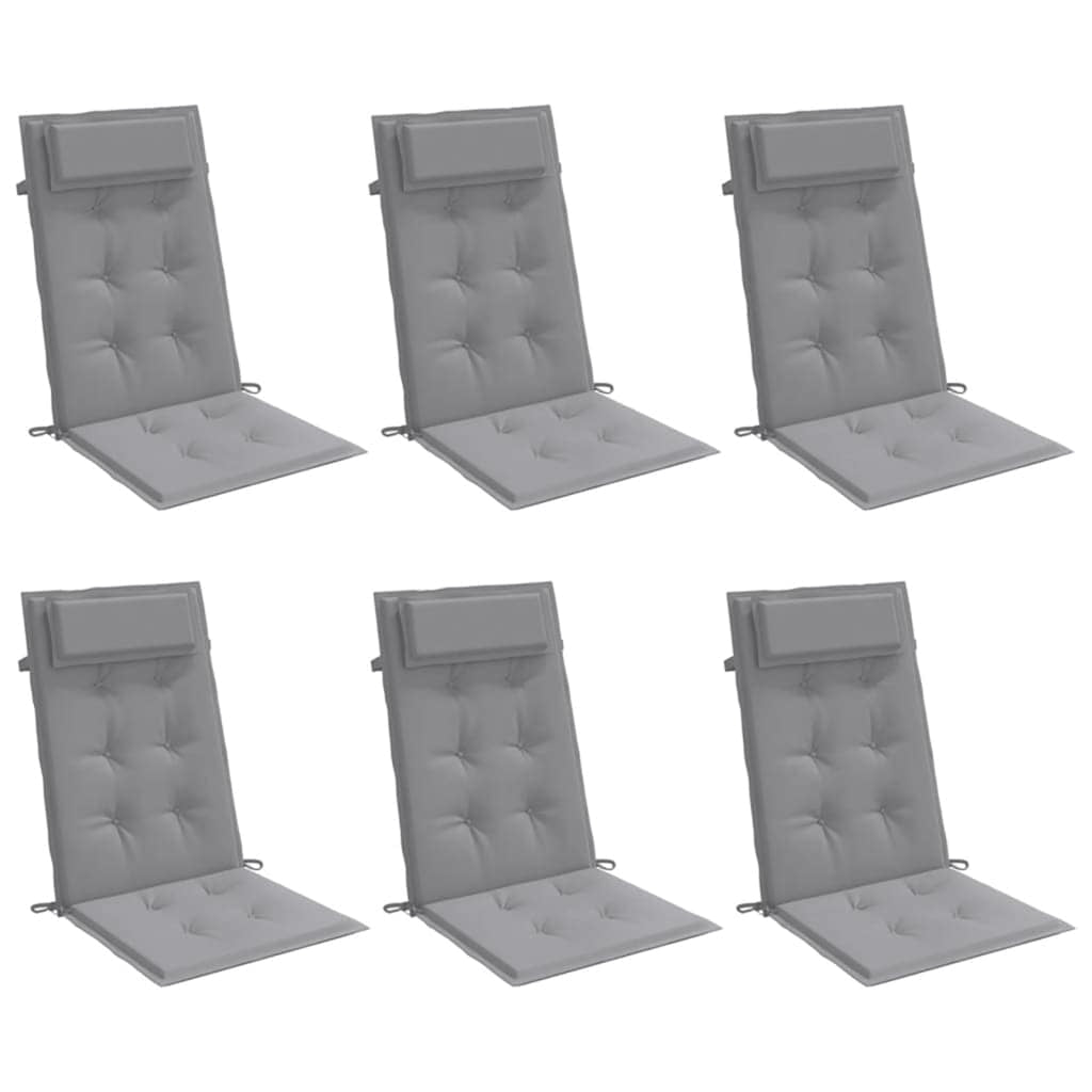 Vidaxl Cojines De Silla Con Respaldo Alto 6 Uds Tela Oxford Gris_0