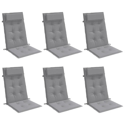 Vidaxl Cojines De Silla Con Respaldo Alto 6 Uds Tela Oxford Gris_0