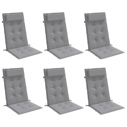 Vidaxl Cojines De Silla Con Respaldo Alto 6 Uds Tela Oxford Gris_0