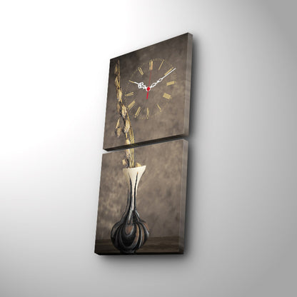Reloj De Pared Con Lienzo Decorativo De Jarrón_2