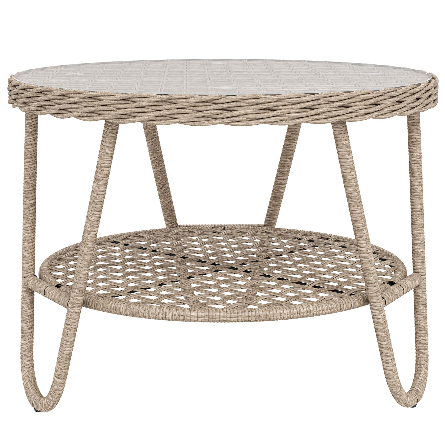 Outsunny Mesa De Jardín Exterior De Ratán Con Estante 65x65x50 Cm Amarillo_0