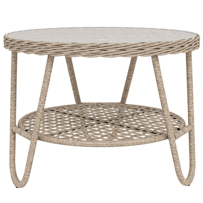 Outsunny Mesa De Jardín Exterior De Ratán Con Estante 65x65x50 Cm Amarillo_0