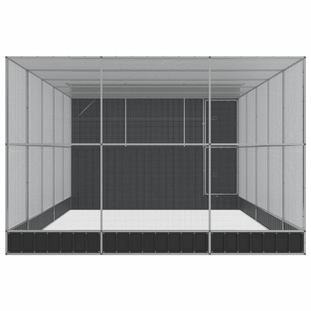 Vidaxl Pajarera Con Extensión Acero Plateado 704x303x216 Cm_3