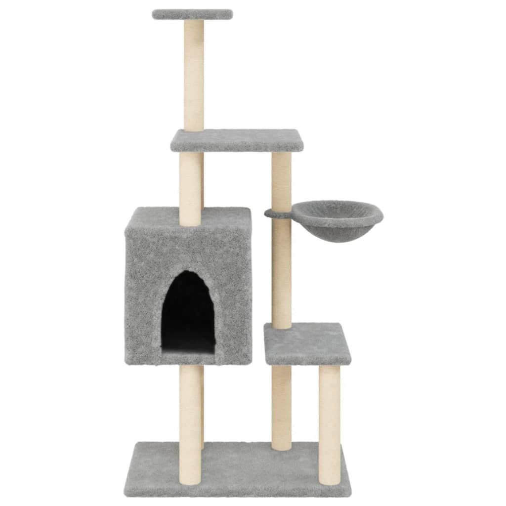 Vidaxl Rascador Para Gatos Con Postes De Sisal Gris Claro 131 Cm_3