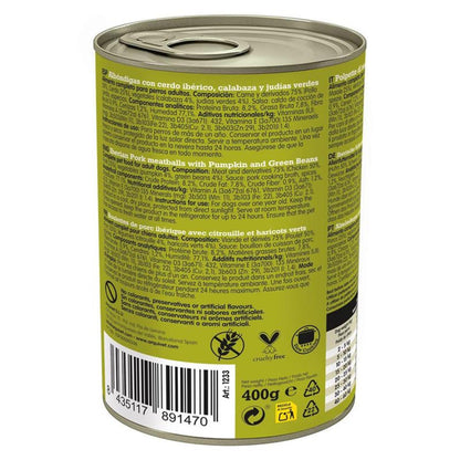 Fresh Pork Meatballs Arquivet 400 g Comida húmeda para perro con cerdo ibérico, calabaza y judías verdes