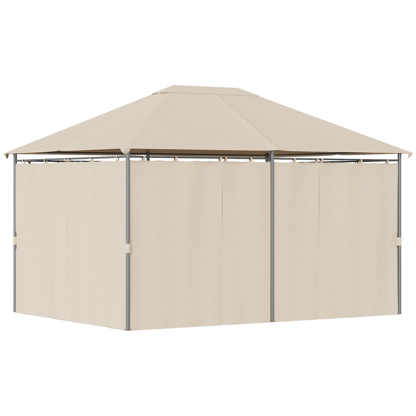 Outsunny Cenador De Jardín 4x3 M Con 6 Paredes Laterales Para Fiestas Caqui_0