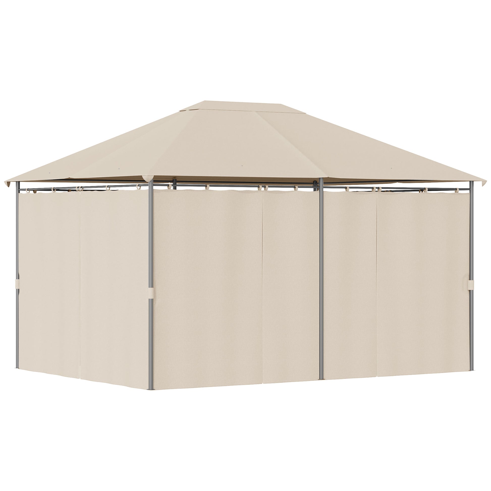 Outsunny Cenador De Jardín 4x3 M Con 6 Paredes Laterales Para Fiestas Caqui_0