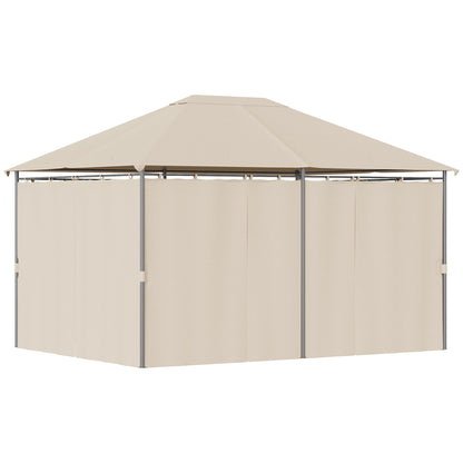 Outsunny Cenador De Jardín 4x3 M Con 6 Paredes Laterales Para Fiestas Caqui_0