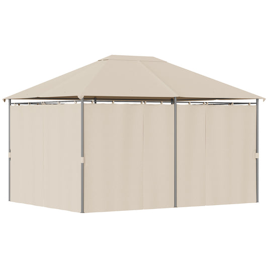 Outsunny Cenador De Jardín 4x3 M Con 6 Paredes Laterales Para Fiestas Caqui_0