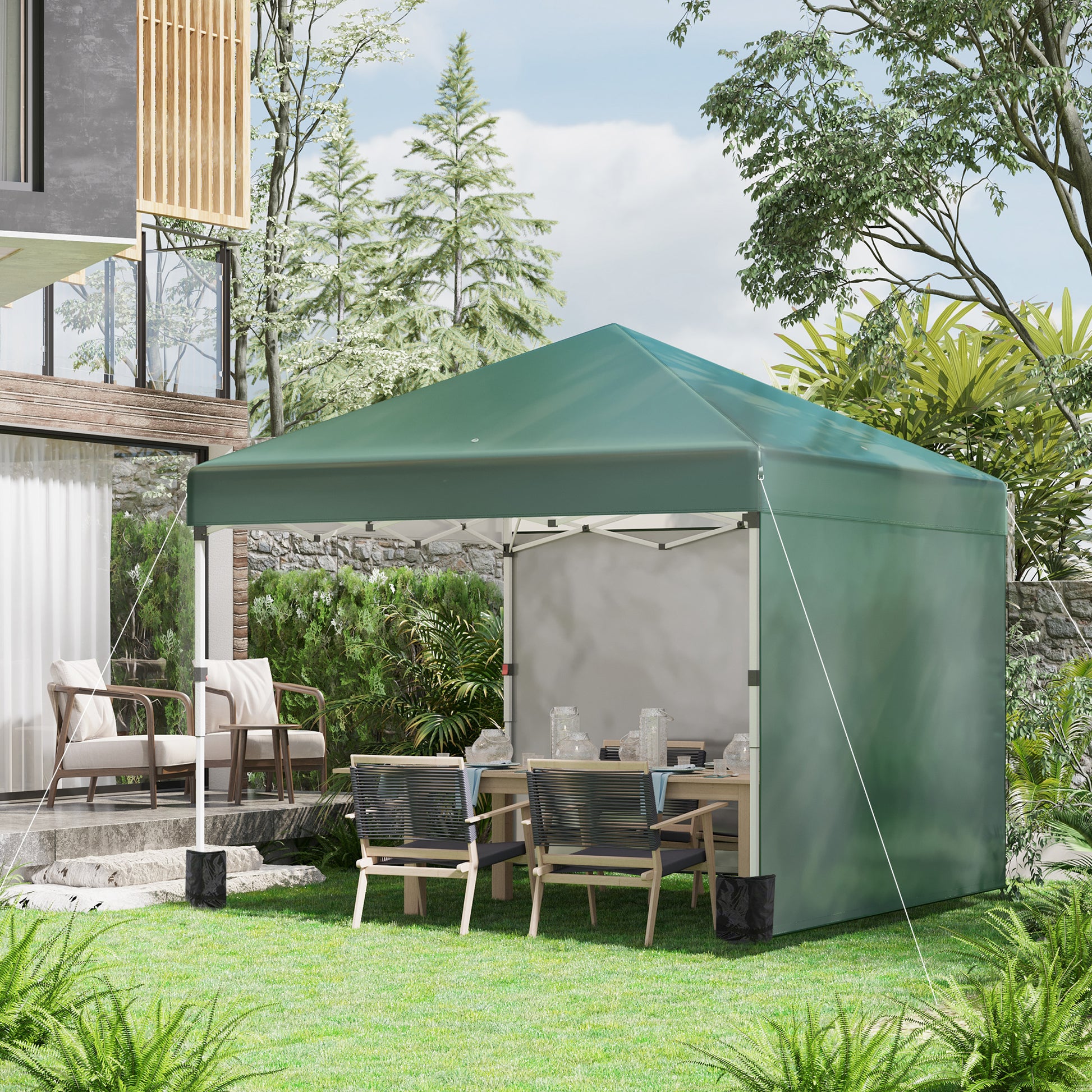 Outsunny Carpa Plegable 3x3 M Con Altura Ajustable Y Bolsa De Transporte Verde_1