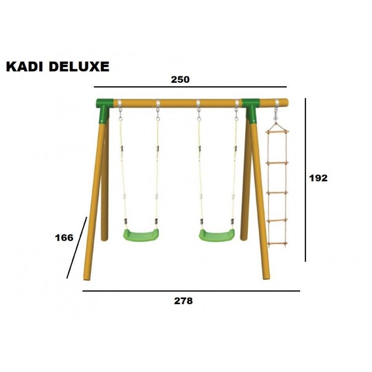 Columpio Doble De Madera Redonda Masgames Kadi L Deluxe + Asiento Bebe.