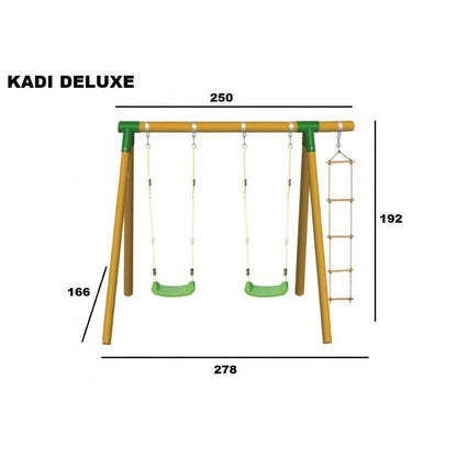 Columpio Doble De Madera Redonda Masgames Kadi L Deluxe + Asiento Bebe.
