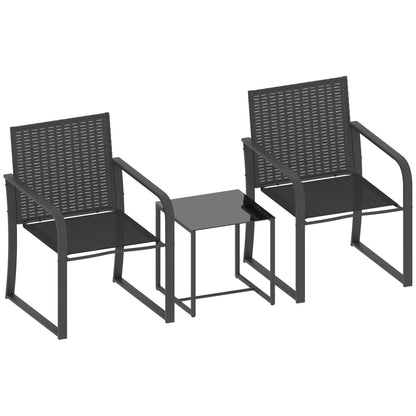 Outsunny Muebles De Jardín De Ratán Con 2 Sillas Con Cojines Y Mesa De Vidrio_4