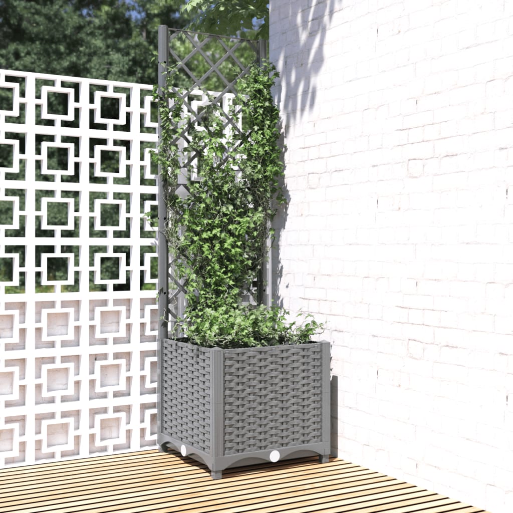 Jardinera Con Enrejado Pp Gris Claro 40x40x136 Cm_1