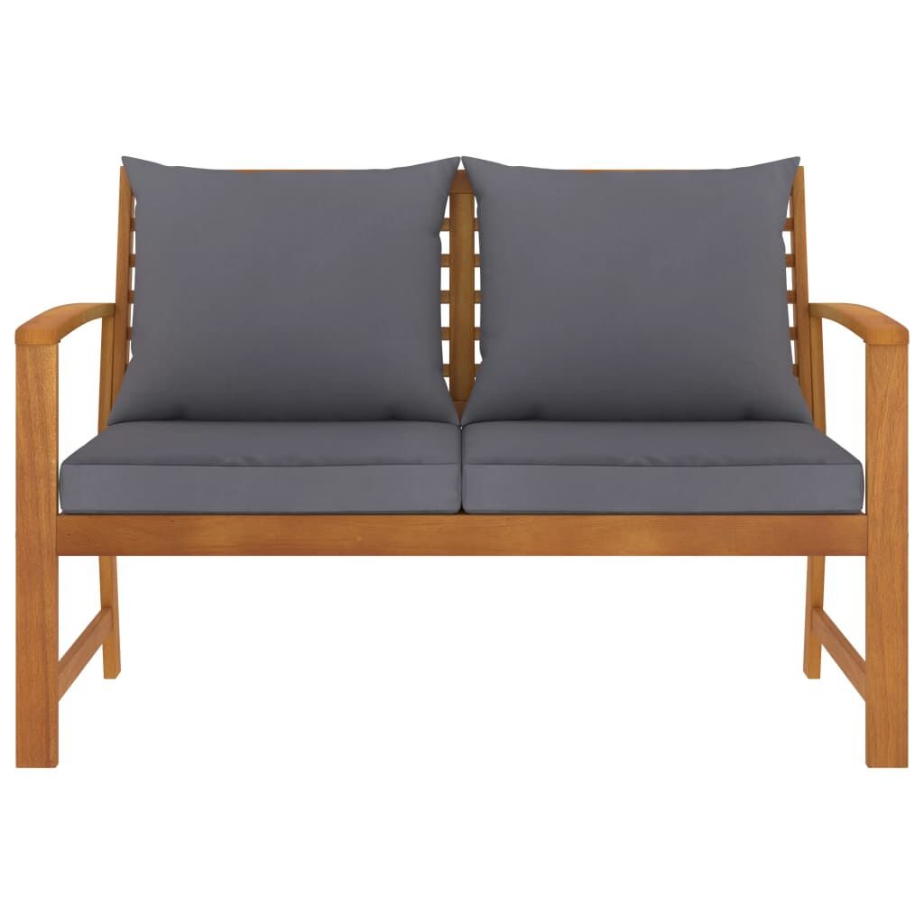 Vidaxl Banco De Jardín 120 Cm Cojines Gris Oscuro Madera Acacia Maciza_1