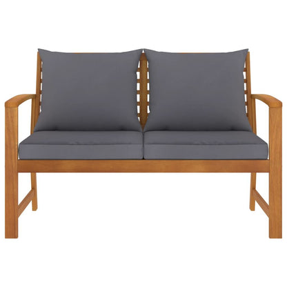 Vidaxl Banco De Jardín 120 Cm Cojines Gris Oscuro Madera Acacia Maciza_1
