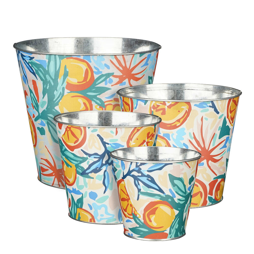 Macetero De Zinc Con Motivos Florales 18cm