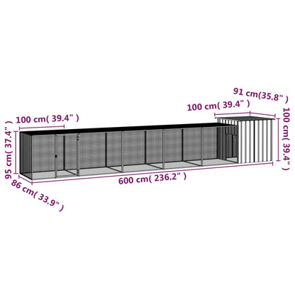 Vidaxl Jaula De Gallinas Acero Galvanizado Antracita 600x91x100 Cm_2