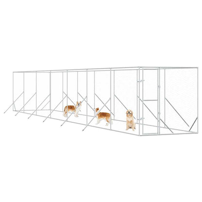 Perrera De Exterior Acero Galvanizado Plateado 2x14x2 M_2