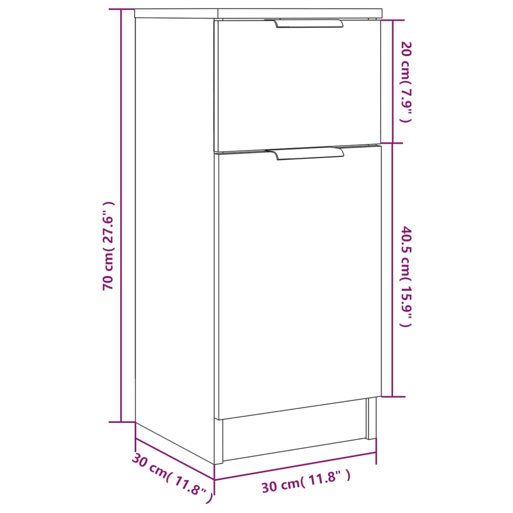 Aparadores 2 Uds Madera Contrachapada Roble Sonoma 30x30x70 Cm / Vetonek_4