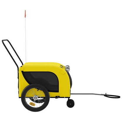 Vidaxl Remolque Bicicleta Mascotas Hierro Tela Oxford Amarillo Negro_4