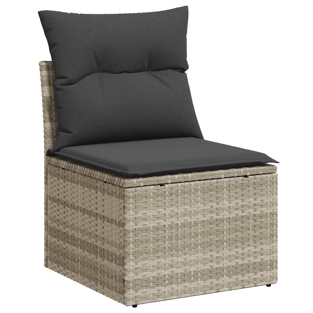 Set Sofás Jardín 10 Pzas Con Cojines Ratán Sintético Gris Claro / Vetonek_2