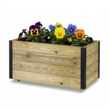 Jardinera De Madera Con Refuerzo De Aluminio 80x40x40 Cm Ghio Al Hortalia_0