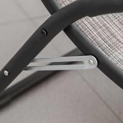 Outsunny Tumbona Plegable De Jardín Con Reposabrazos Y Reposapiés Metal Gris_4