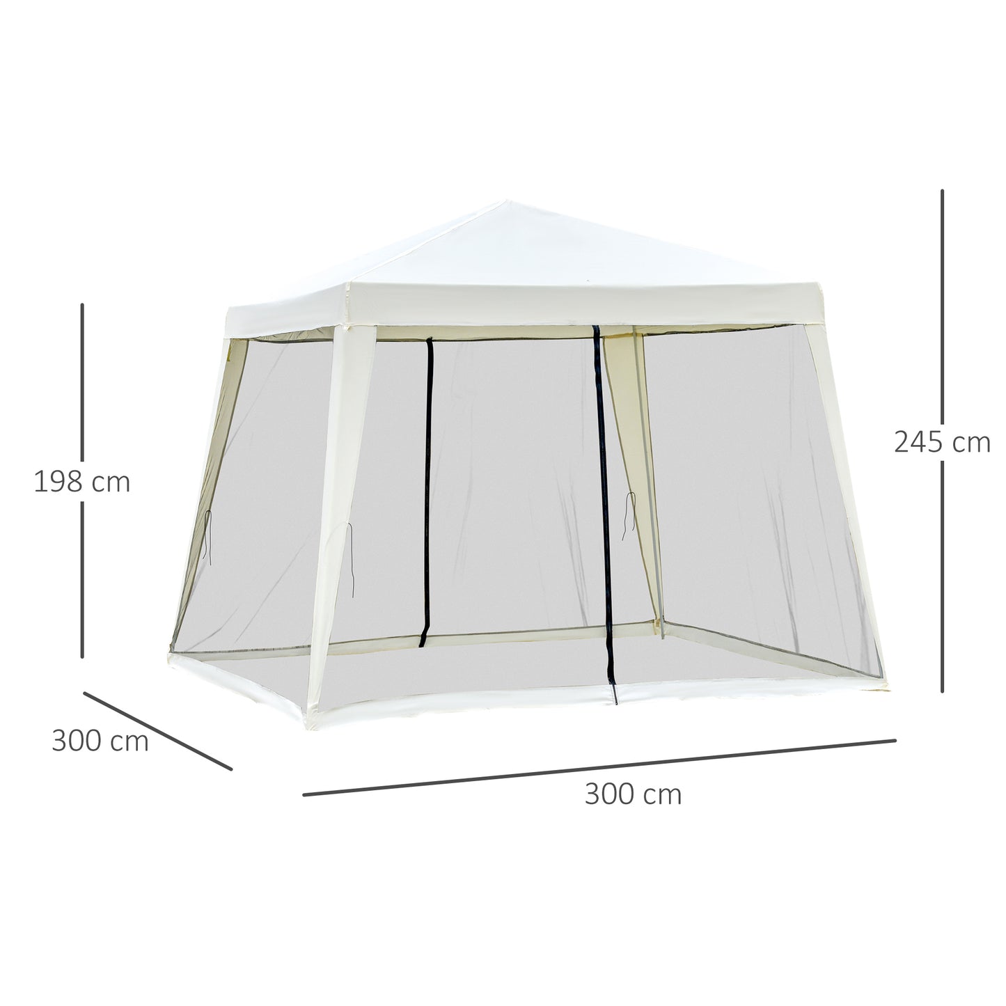 Outsunny Carpa De Jardín 3x3 M Con 4 Paredes Laterales Mosquitera Exterior Crema_2