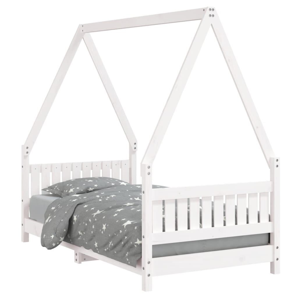 Vidaxl Estructura De Cama Para Niños Madera De Pino Blanco 80x160 Cm_0