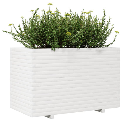 Jardinera De Madera Maciza De Pino Blanca 110x60x72 Cm_3