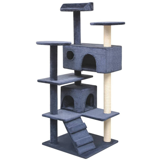 Vidaxl Rascador Para Gatos Poste Rascador De Sisal 125 Cm Azul Oscuro_0