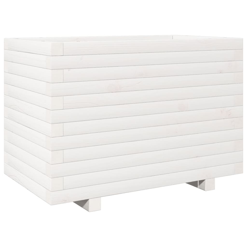 Jardinera Madera Maciza De Pino Blanco 70x40x49,5 Cm_0