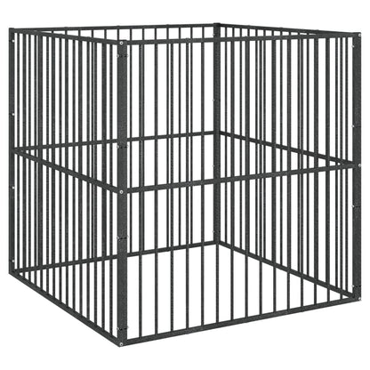 Vidaxl Corralito Para Perros Con 4 Paneles Acero Galvanizado Negro_0