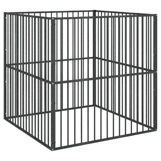 Vidaxl Corralito Para Perros Con 4 Paneles Acero Galvanizado Negro_0