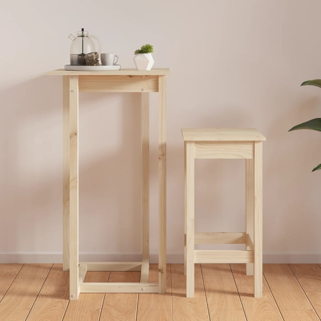 Mesa Alta De Bar De Madera Maciza De Pino 60x60x110 Cm_2