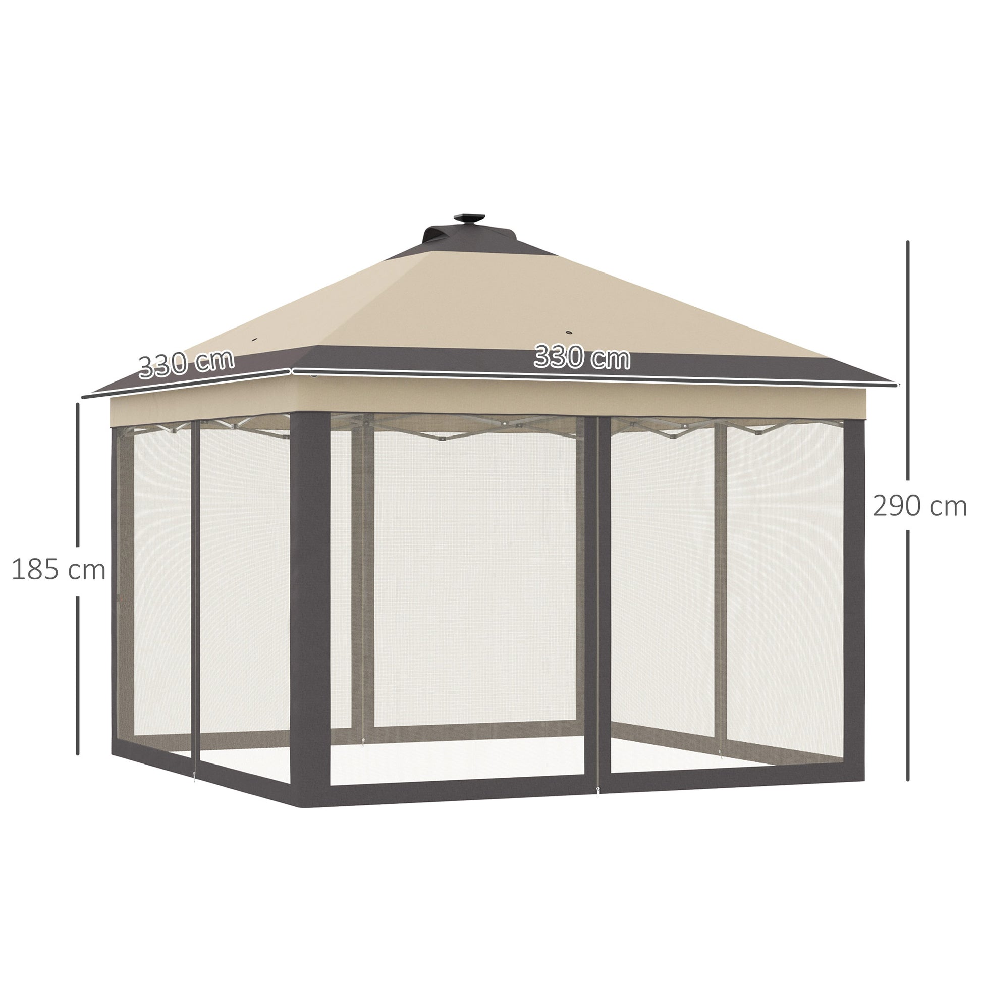 Outsunny Carpa Plegable Con Luces Led 3,3x3,3 M Cenador Con Control Remoto Beige_2