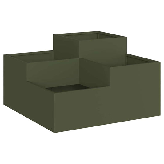 Maceta Para Jardín Verde Oliva 80 X 80 X 48 Cm Acero_0