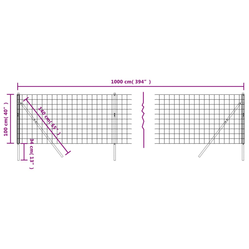 Cerca De Alambre De Acero Galvanizado Gris Antracita 1x10 M / Vetonek_3