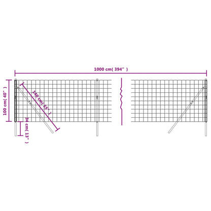 Cerca De Alambre De Acero Galvanizado Gris Antracita 1x10 M / Vetonek_3