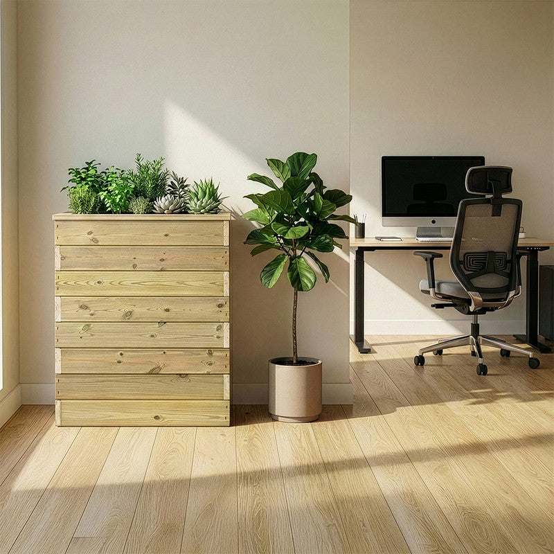 Jardinera De Madera Con Autorriego 60x34x80 Cm Nidum Basic Hortalia_1