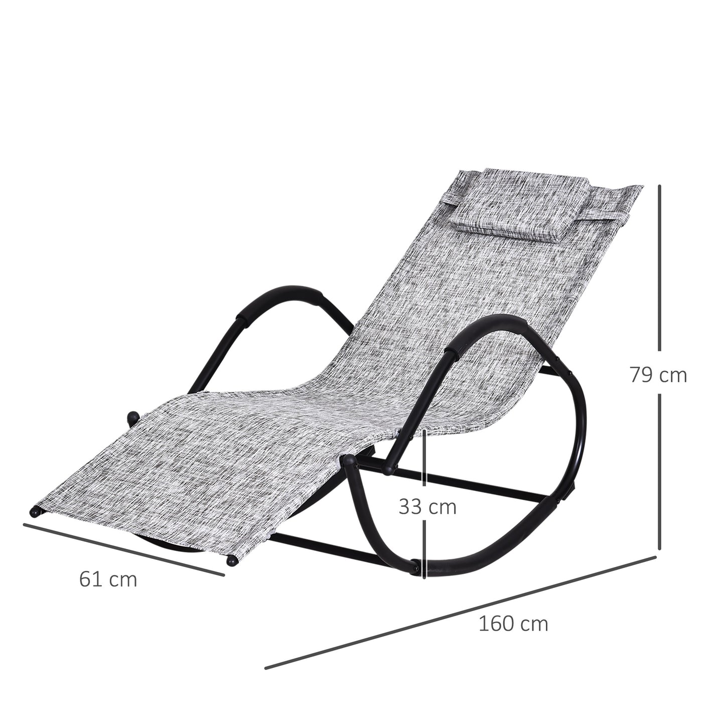 Outsunny Conjunto De 2 Mecedoras De Exterior Con Reposacabezas 160x61x79 Cm Gris_2