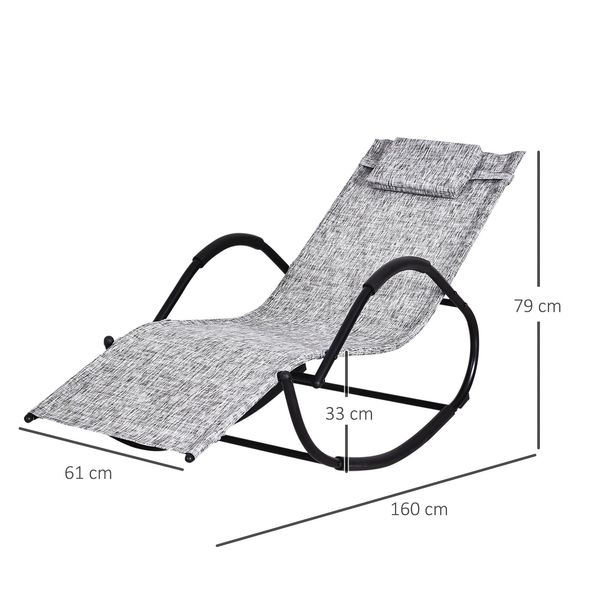 Outsunny Conjunto De 2 Mecedoras De Exterior Con Reposacabezas 160x61x79 Cm Gris_2