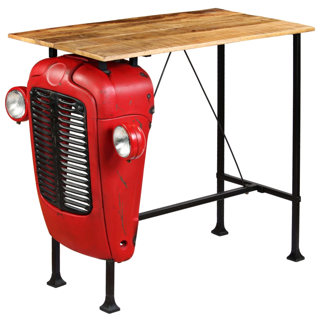 Mesa De Bar De Tractor Madera Maciza Mango Rojo 60x120x107 Cm_0
