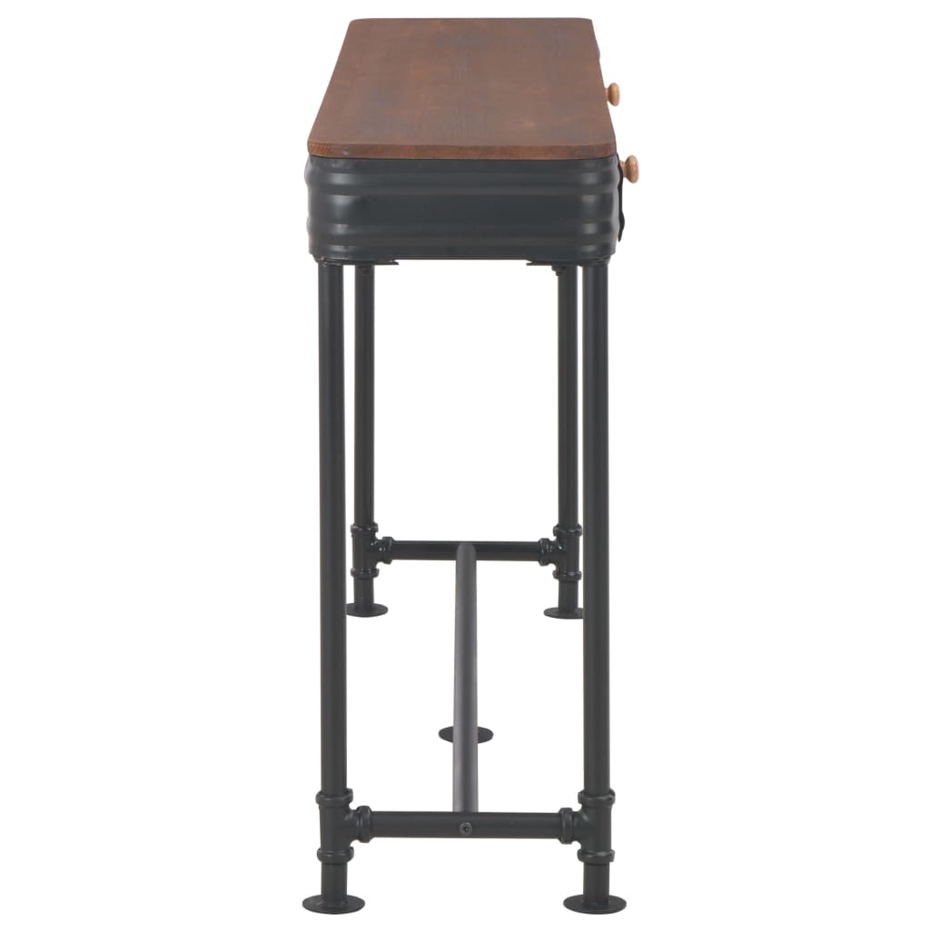 Mesa Consola Con 2 Cajones 120x30x75 Cm Madera Maciza Abeto_2