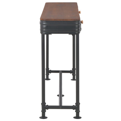 Mesa Consola Con 2 Cajones 120x30x75 Cm Madera Maciza Abeto_2