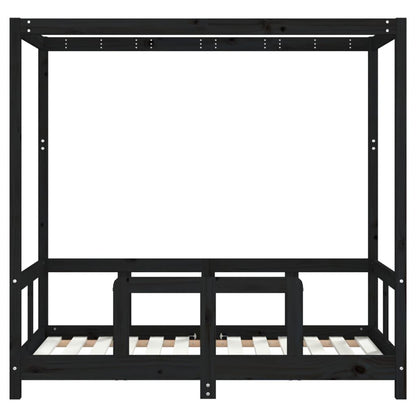 Vidaxl Estructura De Cama Para Niños Madera De Pino Negro 70x140 Cm_3