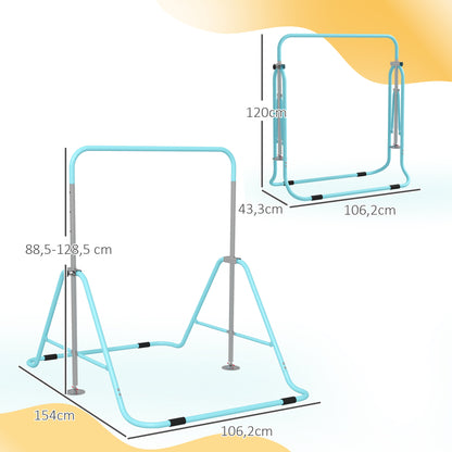 Homcom Barra De Gimnasia Artística Plegable Altura Ajustable Azul Celeste_2