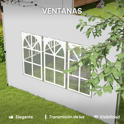 Outsunny Paredes Laterales Para Carpa De 2 Paneles 295x195 Cm Con Ventana Blanco_5